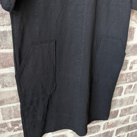 NWT / BLACK SLUB JERSEY T-SHIRT DRESS / HALF SLEEVE WITH POCKETS / SMALL - Picture 4 of 11